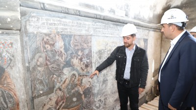 İncesu'da restore edilen kilisede Karamanlıca detayı